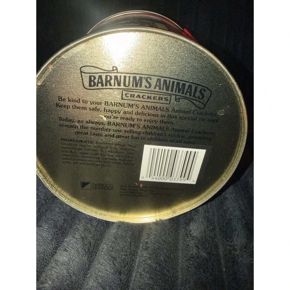 Vintage 1991 Nabisco Barnum's Animals Cracker Metal Bucket Circus 6 1/4